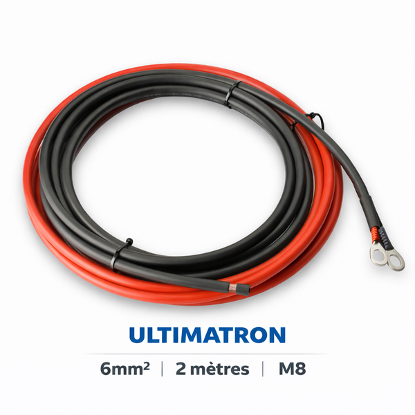 Câble de Connexion Batterie Ultimatron 6mm² – 2M avec Cosses M8