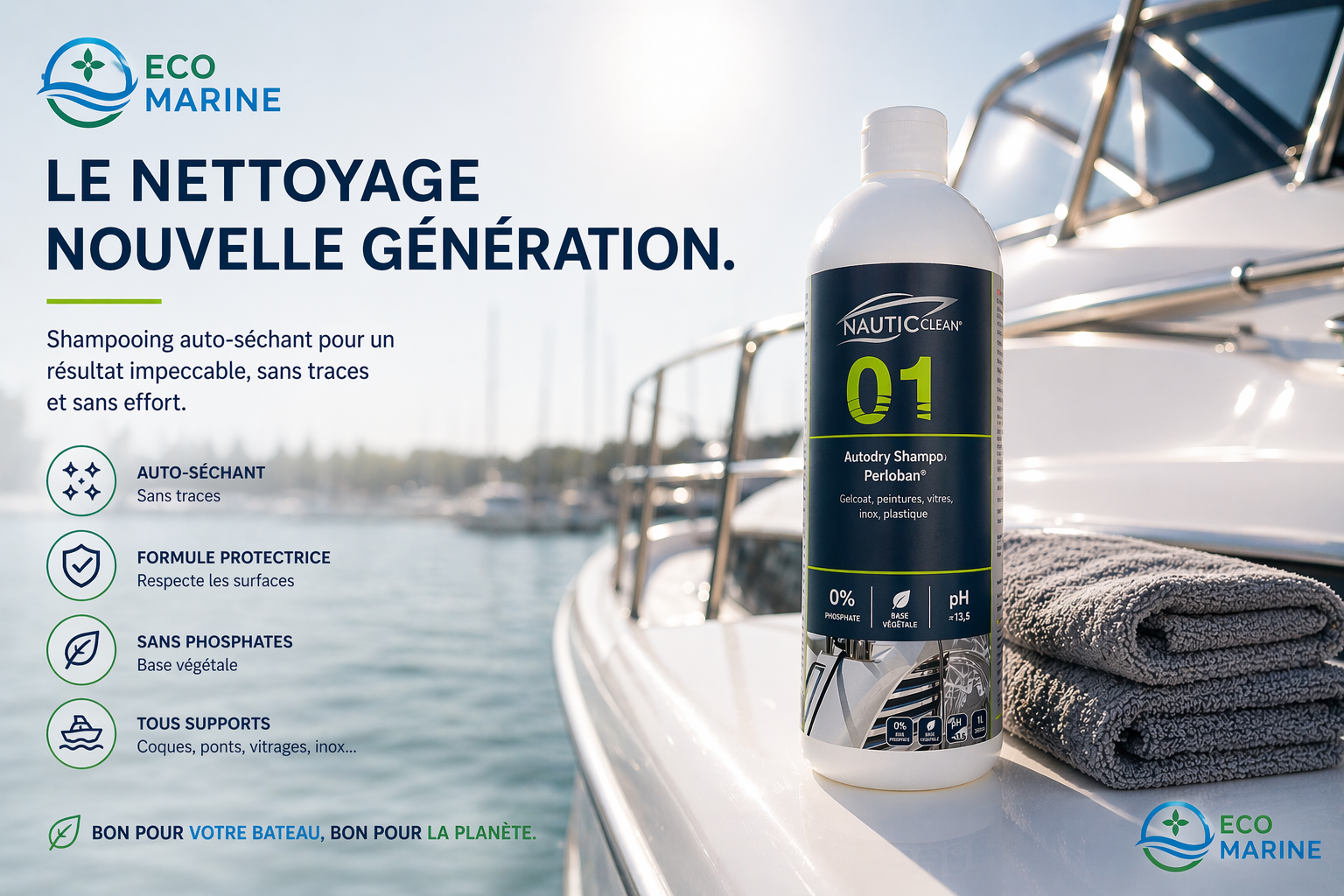 Nautic Clean 01 Shampoing auto-séchant 1L