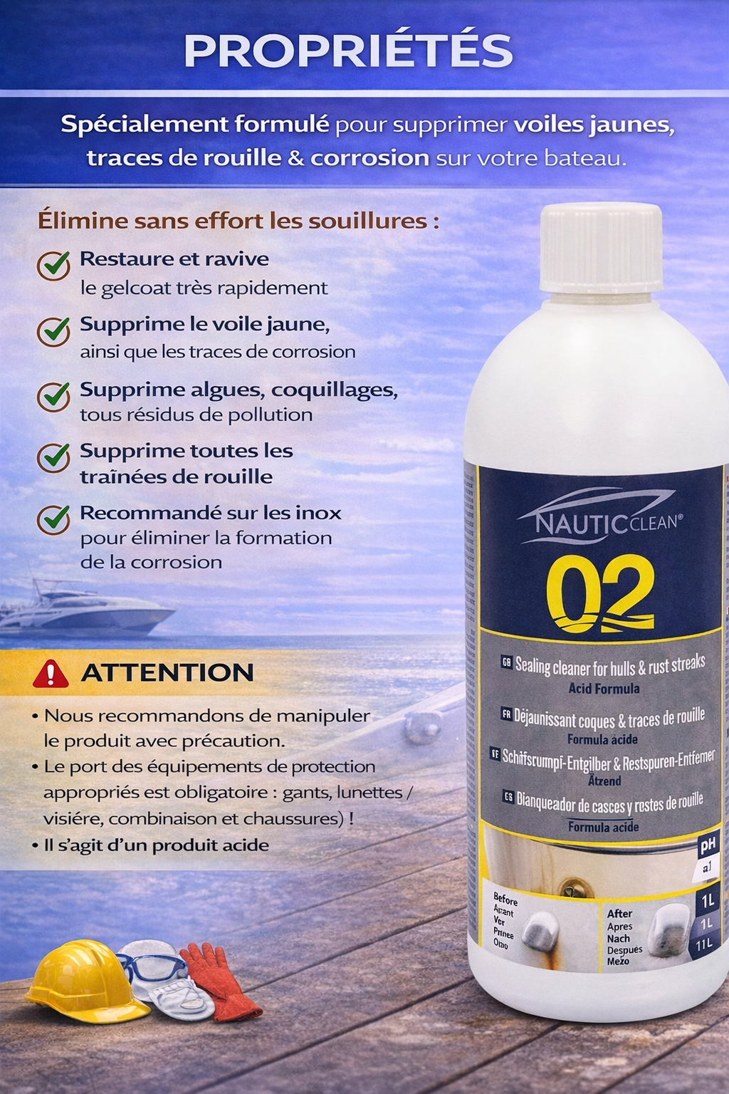 Nautic Clean 02 déjaunissant coque 1 L