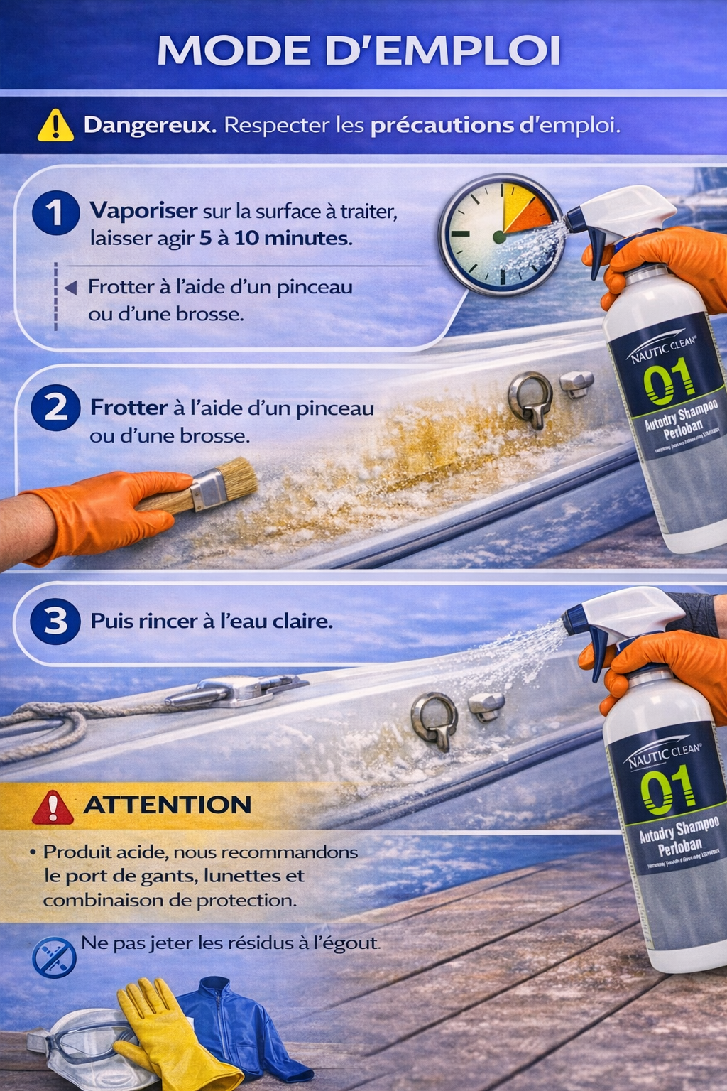 Nautic Clean 01 Shampoing auto-séchant 5L