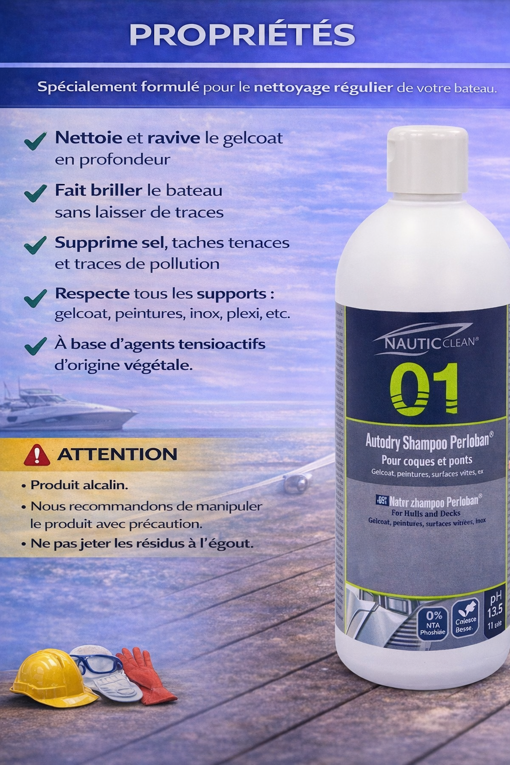 Nautic Clean 01 Shampoing auto-séchant 5L