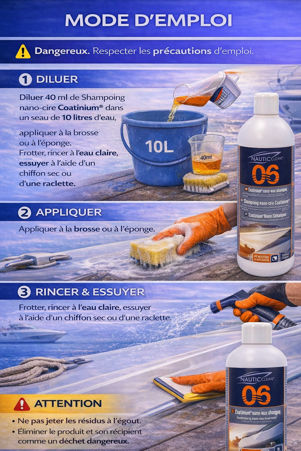 Nautic Clean 06 Shampoing nano cire Coatinium 1L