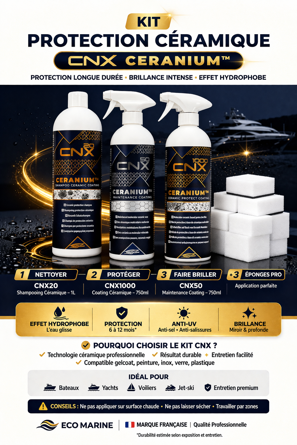 Kit Protection Céramique Bateau CNX CERANIUM™ – Résultat Professionnel