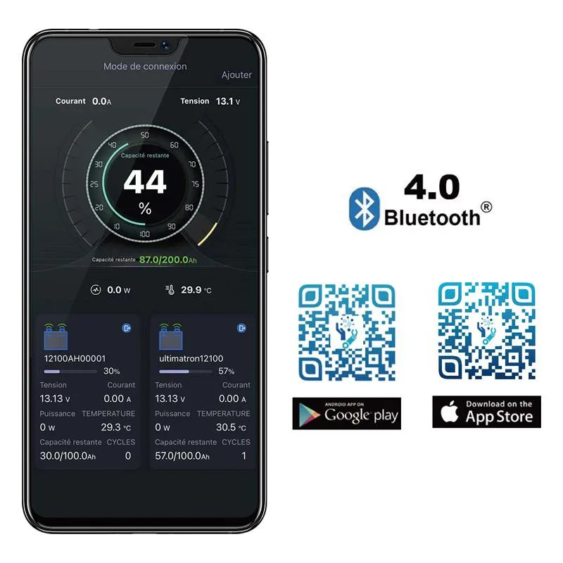 Ultimatron Batterie Lithium 12.8V 100Ah LiFePO4 Smart BMS Avec Bluetooth - Version PRO